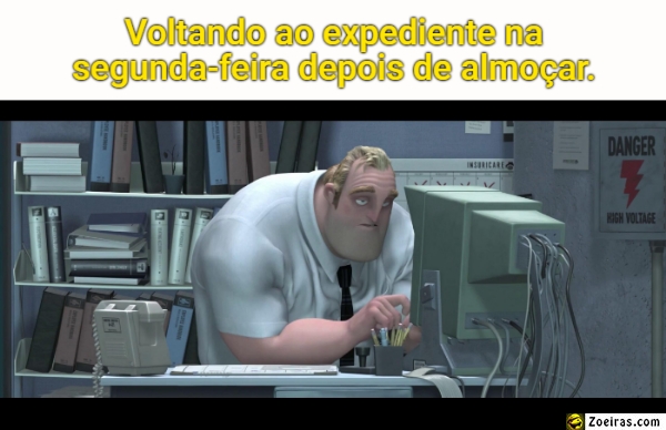 Voltando ao expediente na segunda-feira depois de almoçar.